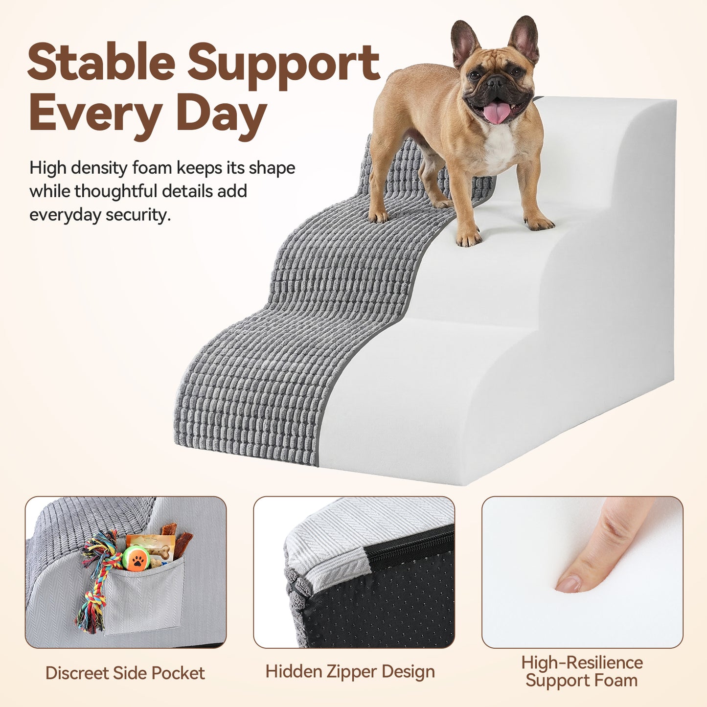 ZONFLON 3 Step Dog Stairs for Small Dogs