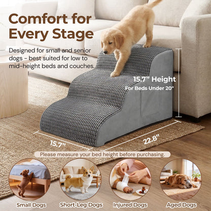 ZONFLON 3 Step Dog Stairs for Small Dogs