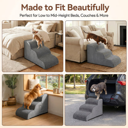 ZONFLON 3 Step Dog Stairs for Small Dogs